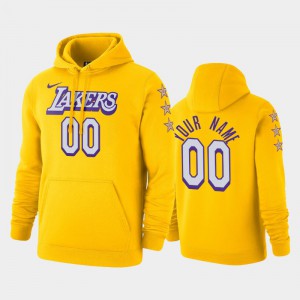 Mens #00 Los Angeles Lakers Custom Pullover City Gold Hoodie 499748-871