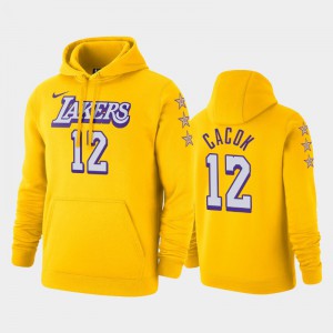 Men Devontae Cacok #12 Pullover Los Angeles Lakers City Gold Hoodies 112016-866