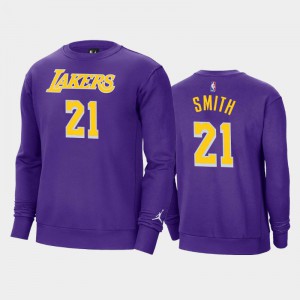 Mens J.R. Smith #21 Los Angeles Lakers Jordan Brand Fleece Crew Statement Purple Sweatshirts 283204-946