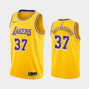 Men Kostas Antetokounmpo #37 Yellow Icon Los Angeles Lakers Jerseys 397551-616