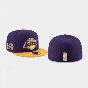 Men's 2020 NBA Finals Bound Side Patch Two-Tone 59FIFTY Fitted Los Angeles Lakers Purple Hats 637183-310