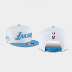 Men's 2021 Season Edition Primary 9FIFTY Snapback Adjustable City White Light Blue Los Angeles Lakers Hats 199624-500
