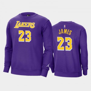 Men's LeBron James #23 Statement Jordan Brand Fleece Crew Purple Los Angeles Lakers Sweatshirt 714305-763