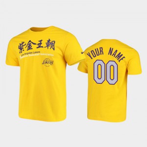 Men #00 Los Angeles Lakers Custom Gold 2020 Chinese New Year T-Shirts 188701-489