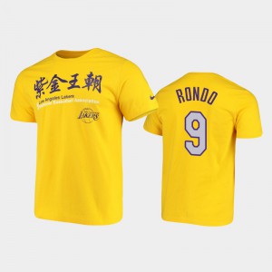 Men Rajon Rondo #9 Gold 2020 Chinese New Year Los Angeles Lakers T-Shirts 644082-826