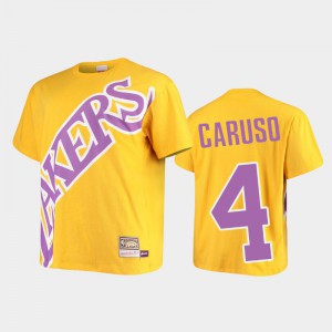 Men Alex Caruso #4 Los Angeles Lakers Big Face Gold Hardwood Classics T-Shirt 521376-199
