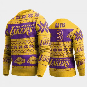 Mens Anthony Davis Los Angeles Lakers Pullover Yellow 2019 Ugly Christmas Sweaters 544019-721
