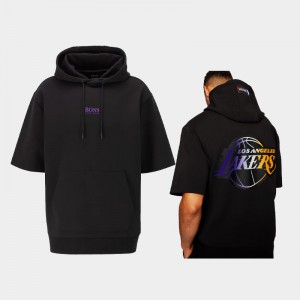 Men NBA x Hugo Boss Black Men Short Sleeve hoodie Los Angeles Lakers Hoodie 669458-512