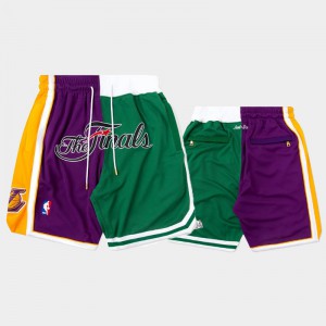Men Green Purple Split Boston Celtics 2008 NBA Finals Los Angeles Lakers Shorts 557229-808