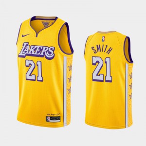 Men J.R. Smith 2019-20 City Los Angeles Lakers Gold Jersey 185641-317