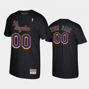 Mens #00 Reload Los Angeles Lakers Custom Hardwood Classics Black T-Shirts 147940-855
