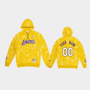 Men #00 Los Angeles Lakers Custom Camo Pullover Gold Aape Hoodies 368283-629