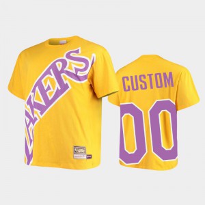 Men's #00 Custom Hardwood Classics Gold Big Face Los Angeles Lakers T-Shirts 163112-417