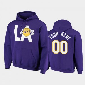 Mens #00 Headline Purple Custom Basketball Logo Pullover Los Angeles Lakers Hoodies 436352-143