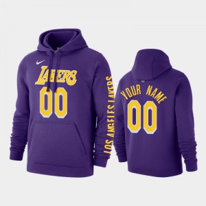 Men's #00 Custom 2019-20 Pullover Statement Los Angeles Lakers Purple Hoodies 390653-584