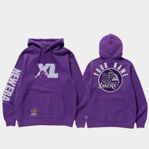 Men #00 Custom Pullover Los Angeles Lakers Purple XLARGE X New Era X NBA Hoodie 268848-567