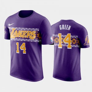 Men's Danny Green #14 Purple Ugly Christmas Holiday Los Angeles Lakers T-Shirts 301043-872