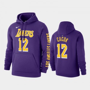 Men's Devontae Cacok #12 2019-20 Pullover Purple Los Angeles Lakers Statement Hoodies 942965-886