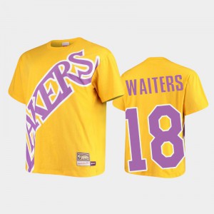 Men Dion Waiters #18 Hardwood Classics Big Face Gold Los Angeles Lakers T-Shirts 690891-457