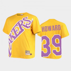 Men Dwight Howard #39 Big Face Los Angeles Lakers Hardwood Classics Gold T-Shirts 257152-193