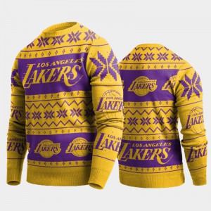 Mens 2019 Ugly Christmas Gold Los Angeles Lakers Sweater 619142-179