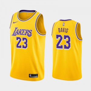 Mens Anthony Davis #23 Gold Icon Men 2021-22 Trade Numbers Los Angeles Lakers Jersey 210578-414
