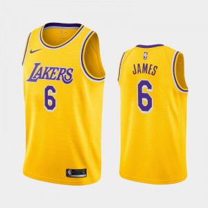Men's LeBron James #6 Men 2021-22 Trade Numbers Gold Los Angeles Lakers Icon Jersey 380975-486