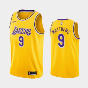Men Wesley Matthews #9 2020-21 Icon Yellow Los Angeles Lakers Jerseys 541167-945