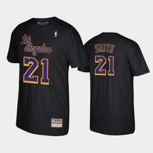 Mens J.R. Smith #21 Los Angeles Lakers Black Hardwood Classics Reload T-Shirt 602606-984