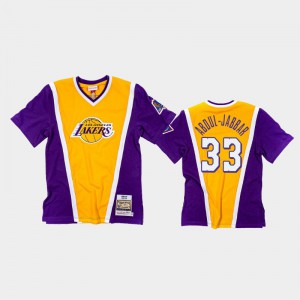 Men Kareem Abdul-Jabbar #33 Los Angeles Lakers Classic Authentic Shooting Purple Gold T-Shirt 427296-772