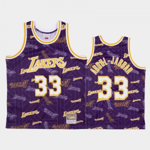 Men Kareem Abdul-Jabbar #33 Tear Up Pack Los Angeles Lakers Purple Hardwood Classics Jersey 456989-123