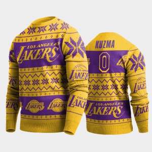 Men Kyle Kuzma Pullover 2019 Ugly Christmas Yellow Los Angeles Lakers Sweaters 669340-934