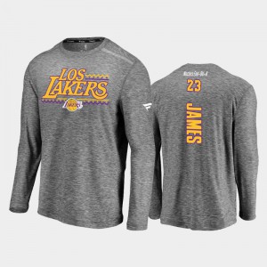 Men LeBron James Los Angeles Lakers Charcoal Authentic Shooting Long Sleeve Noches Ene-Be-A T-Shirts 926035-831