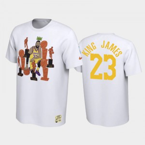 Men's LeBron James #23 King James White Nickname Los Angeles Lakers T-Shirts 643854-610