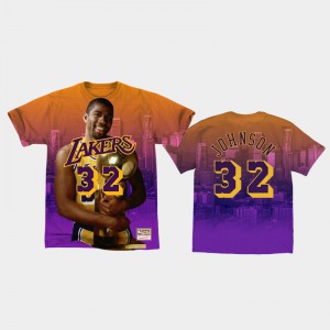 Mens Magic Johnson #32 City Pride Purple Los Angeles Lakers T-Shirt 321709-179