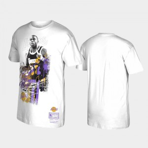 Men Magic Johnson #32 White Los Angeles Lakers Player Burst Hardwood Classics Player Graphic T-Shirt 317391-348