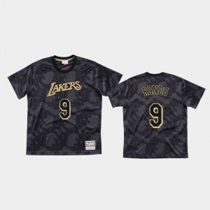 Men Rajon Rondo #9 Los Angeles Lakers Mesh Black Black Toile T-Shirt 287368-476