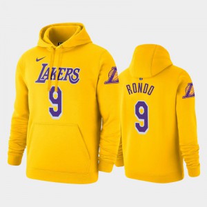 Men's Rajon Rondo #9 Icon Gold Los Angeles Lakers 2019-20 Pullover Name & Number Hoodie 894143-671