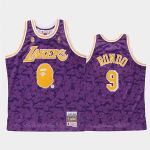 Men's Rajon Rondo #9 BAPE X Mitchell Classic Purple Los Angeles Lakers Jerseys 337932-576