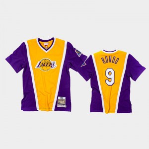 Men's Rajon Rondo #9 Los Angeles Lakers Classic Authentic Shooting Purple Gold T-Shirt 637122-683