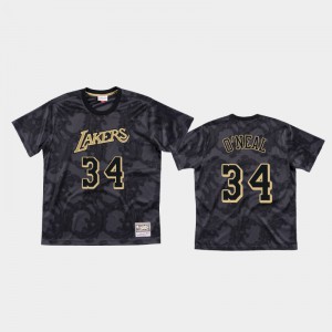 Mens Shaquille O'Neal #34 Black Mesh Black Toile Los Angeles Lakers T-Shirt 561482-178