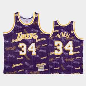 Mens Shaquille O'Neal #34 Los Angeles Lakers Tear Up Pack Hardwood Classics Purple Jerseys 585300-854