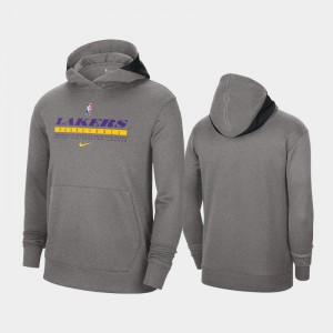 Men Heather Charcoal Spotlight Los Angeles Lakers On Court Practice Performance Pullover Hoodies 981111-680