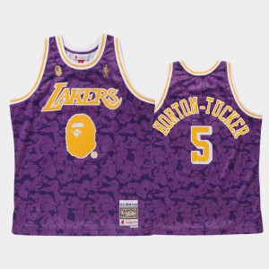 Men Talen Horton-Tucker #5 Purple Classic BAPE X Mitchell Los Angeles Lakers Jerseys 485828-662