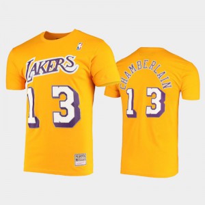 Men's Wilt Chamberlain #13 Los Angeles Lakers Hardwood Classics Stitch Gold T-Shirts 536952-651