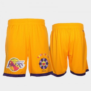 Mens Yellow Los Angeles Lakers Mutated Flower Takashi Murakami X ComplexCon Shorts 924139-373