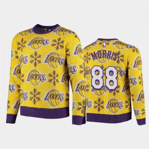 Men Markieff Morris #88 Yellow Los Angeles Lakers 2020 Christmas Snowflake Sweaters 802516-441