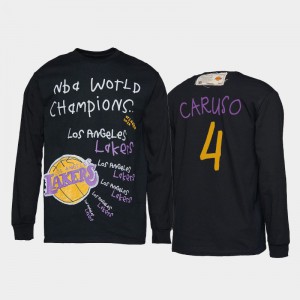 Mens Alex Caruso #4 2020 World Champions Long Sleeve 2020 NBA Finals Champions Black Los Angeles Lakers T-Shirt 266133-367