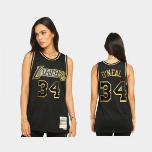 Mens Shaquille O'Neal #34 Black 2021 Golden Edition Los Angeles Lakers Hardwood Classics Limited Allocation Jerseys 632773-570