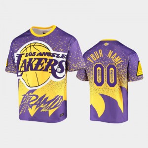 Men #00 Los Angeles Lakers Gold Pyramid Sublimated Custom T-Shirts 442327-879